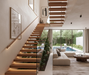 پله چوبی ویلایی