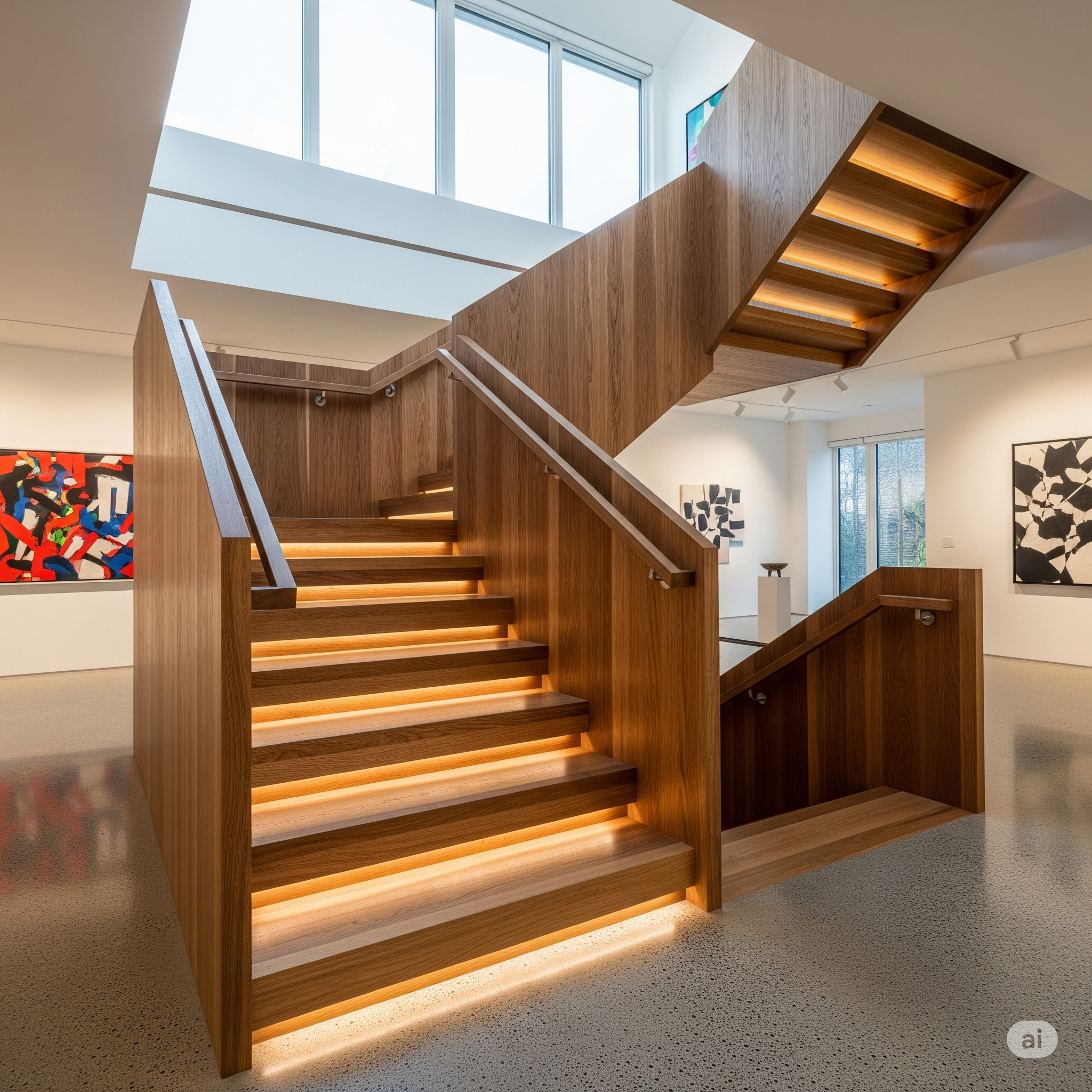 پله چوبی مدرن دوبلکس در ویلا